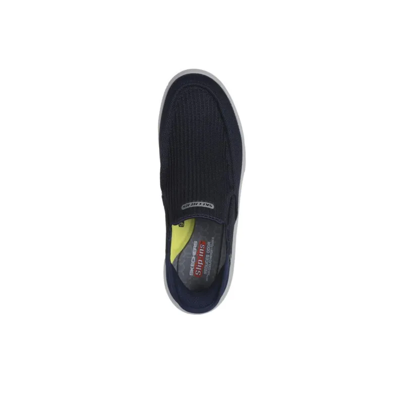 Skechers Slip Ins Slip Ins Technology Anti Slip And Wear Resistant Breathable Low Top Casual Shoes Men's Blue-3