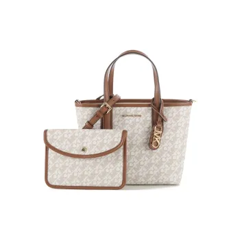 MICHAEL KORS Eliza Series Artificial Leather Combo Bag, Tote, One Shoulder Handbag Women's Vanilla White