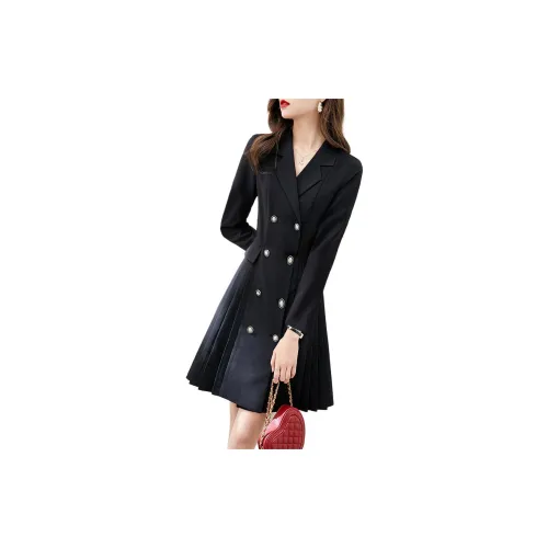 Mo Han Yi Mei Long-Sleeved Dresses Women's Black