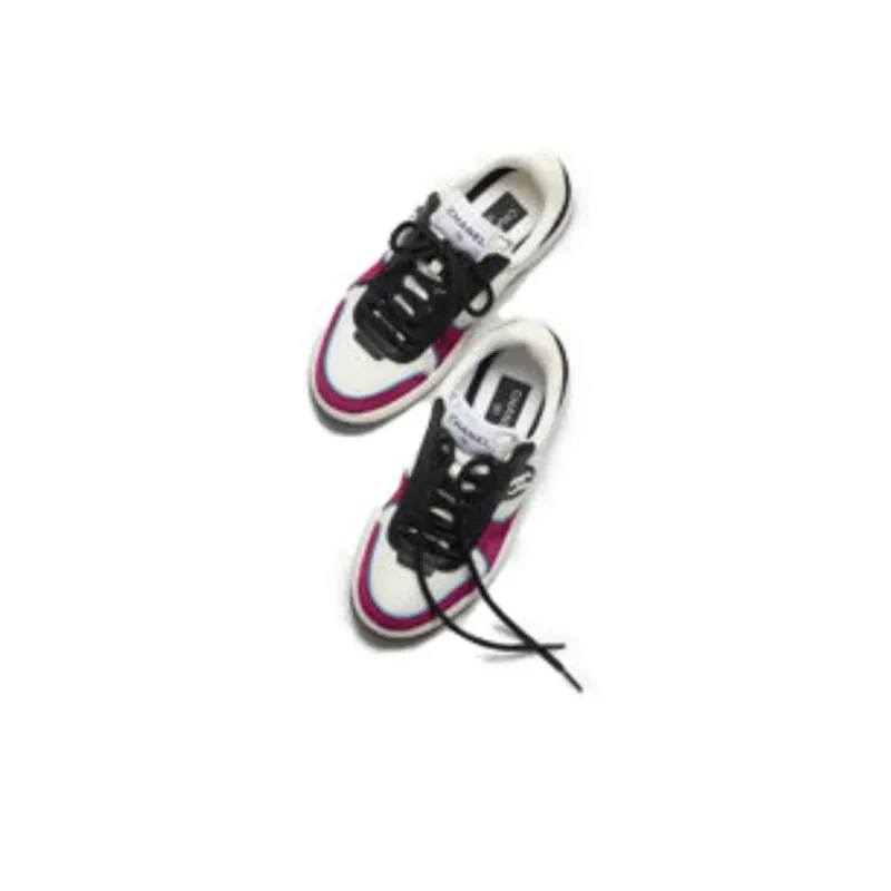 CHANEL Low Top Casual Shoes Women's White Pink-3