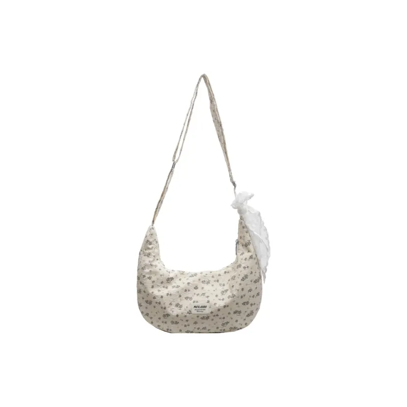 NATTY Fabric Shoulder Bag, Crossbody Bag Women's White/Black-1