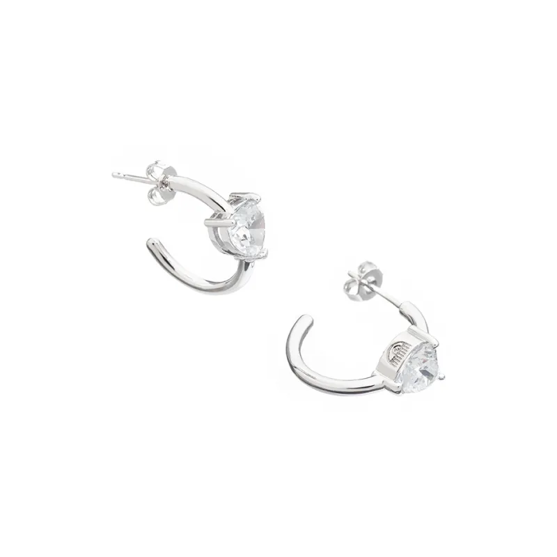 CHIARA FERRAGNI Zircon, Rhinestones, 18K Gold Plating Italian Luxury Advanced Hoop Earrings Women's Silver-2