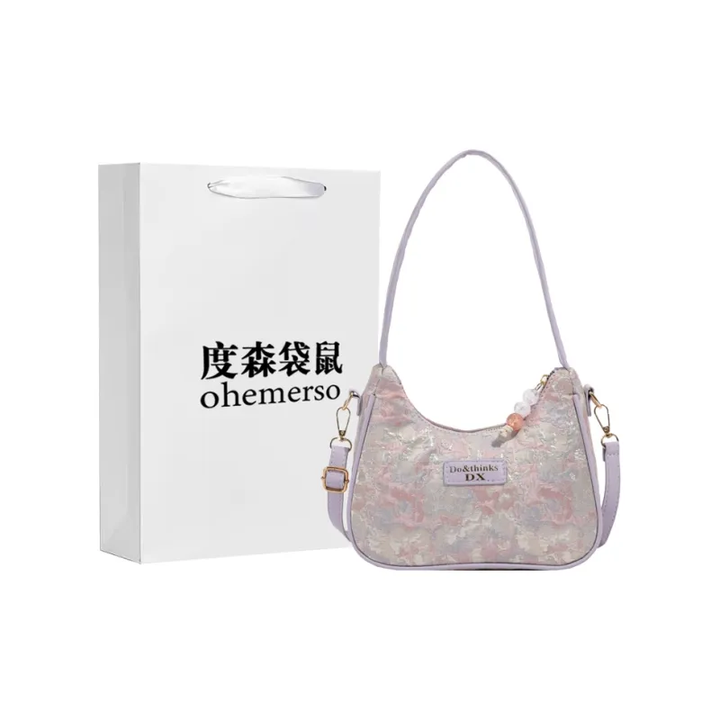 Dusen Kangaroo Canvas Crossbody Portable Dumpling Bag Shoulder Bag Trumpets Women's Blue/Purple/Pink-5