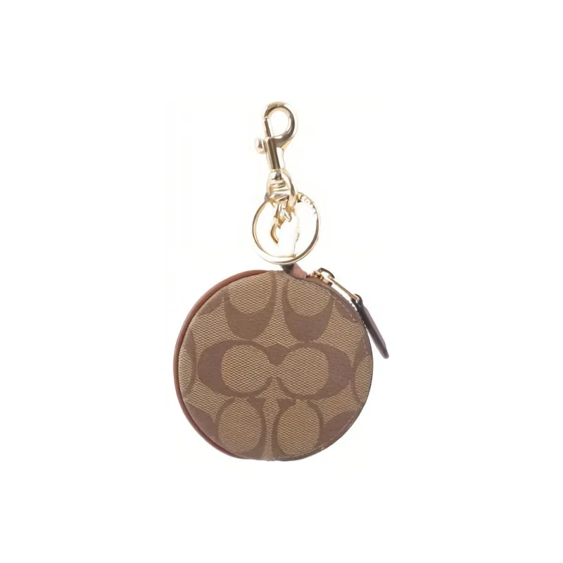 COACH Canvas With Leather Coin Purse Women's Khaki-3