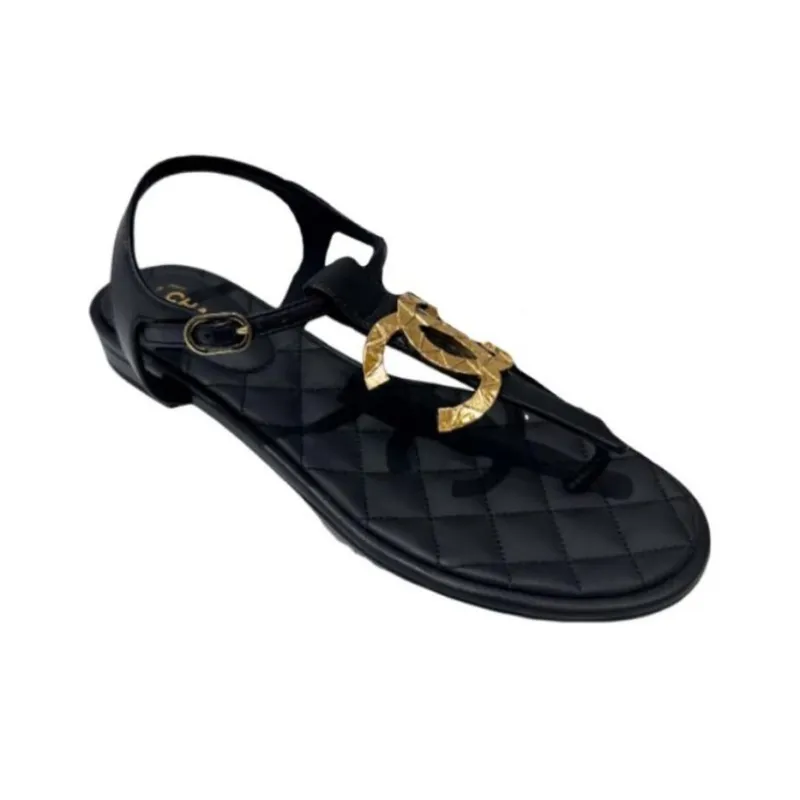 CHANEL One Strap Sandals Women's Black-1