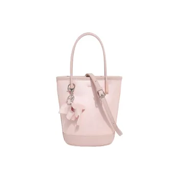 H YXIANG Microfiber Leather Bucket Bag, Shoulder Bag, Crossbody Bag, Handbag Women's Black/White/Pink/Silver