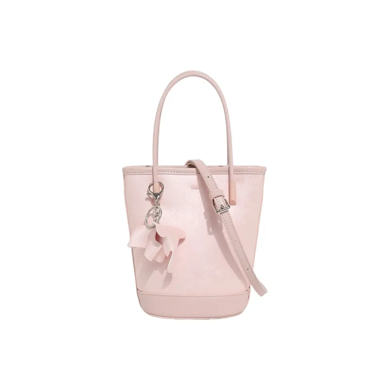 H YXIANG Microfiber Leather Bucket Bag, Shoulder Bag, Crossbody Bag, Handbag Women's Black/White/Pink/Silver-0