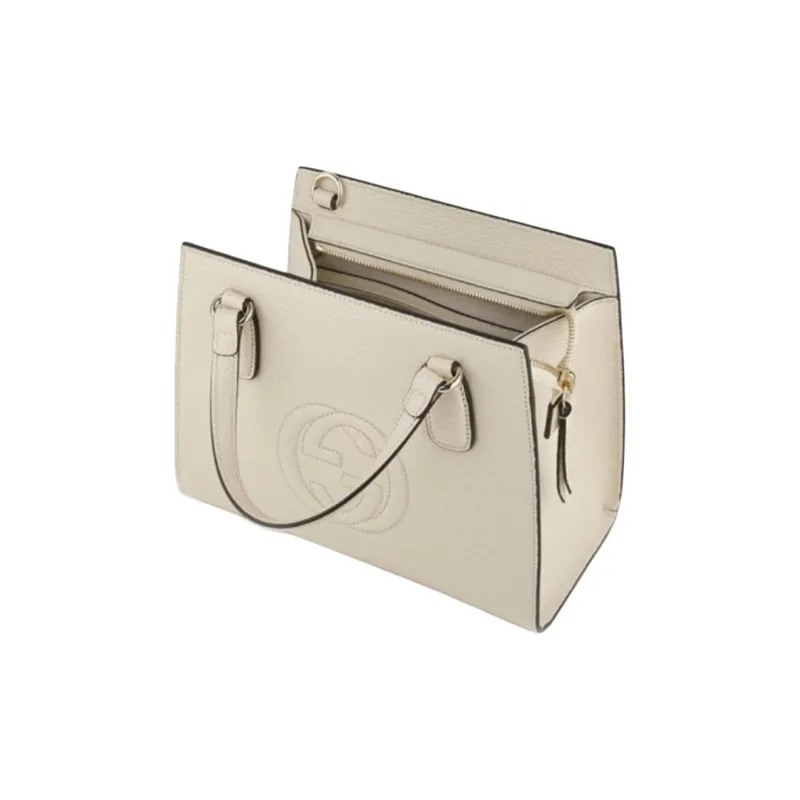 GUCCI Soho Leather Shoulder Bag, Crossbody Bag, Handbag Women's White-1