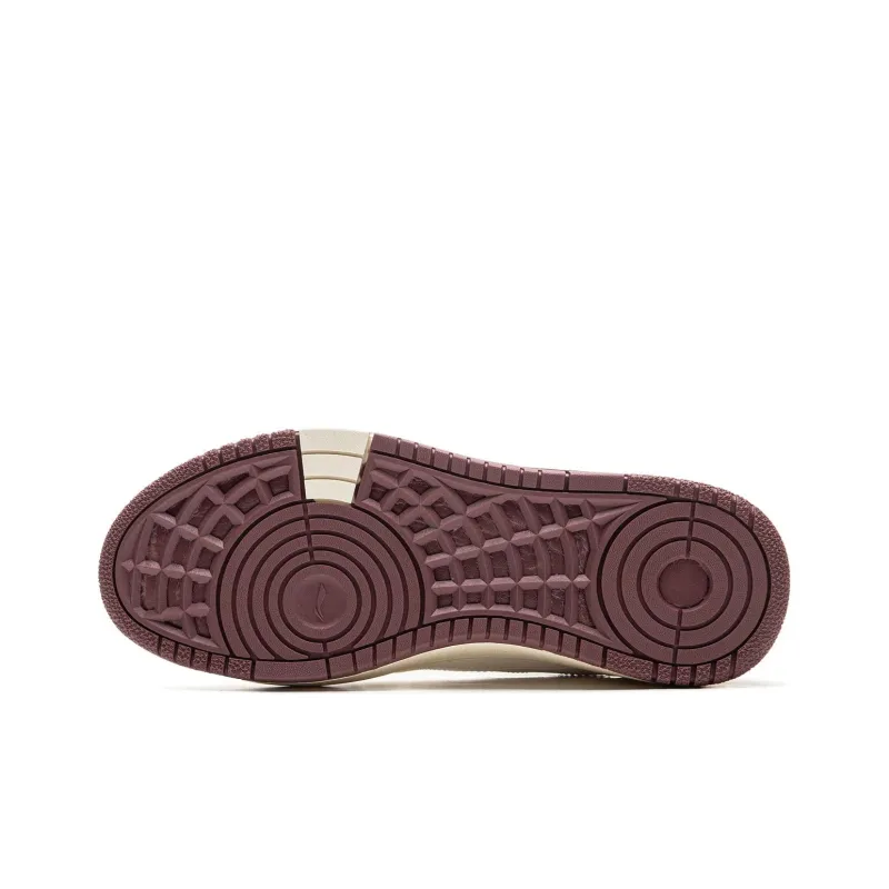 LiNing Tianji Soft Anti Slip Wear Resistant Lightweight Breathable Low Top Skateboard Shoes Women's White Purple-5