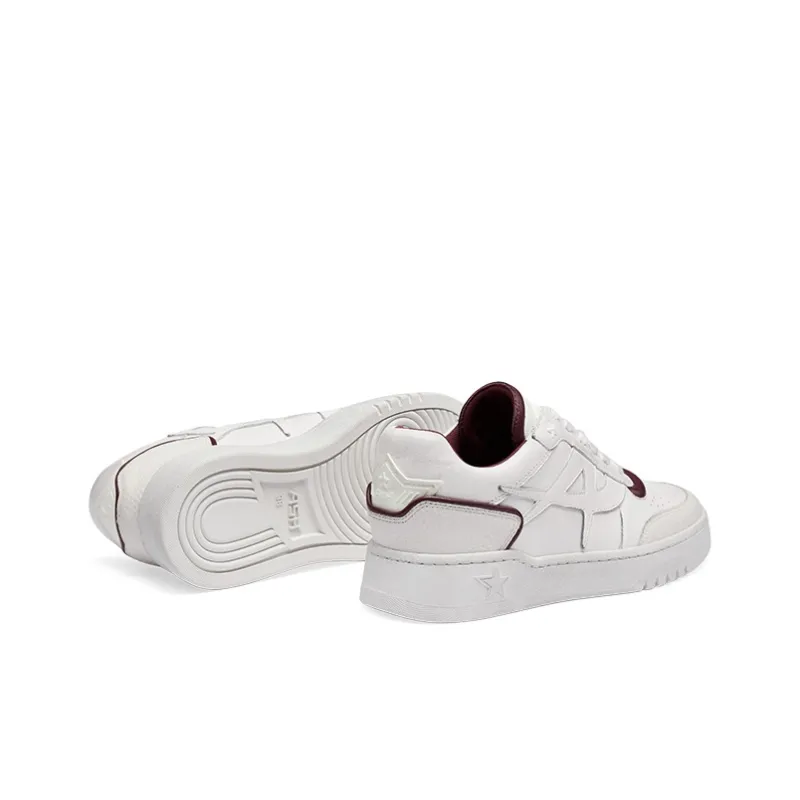 ASH BLAKE Collection Wear Resistant Low Top Skateboard Shoes Women's White Red-3