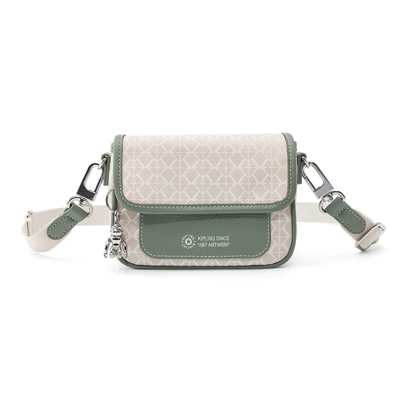 Kipling Polyamide Crossbody Bag, Shoulder Bag Small Size Women's Beige Base With Letter Print Patchwork-0