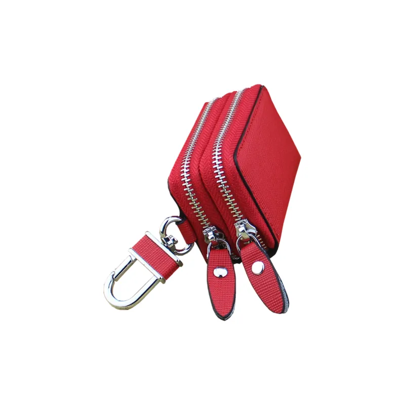 OUZIHUANG Cow Leather Key Pouch Small Size Unisex _Nsec White/Red/Blue/Pink/Rose Red-1