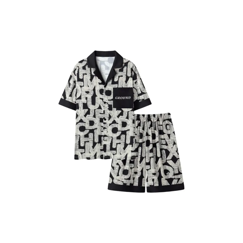 Qiao Ni Tong Pajama Set Men's Black-20