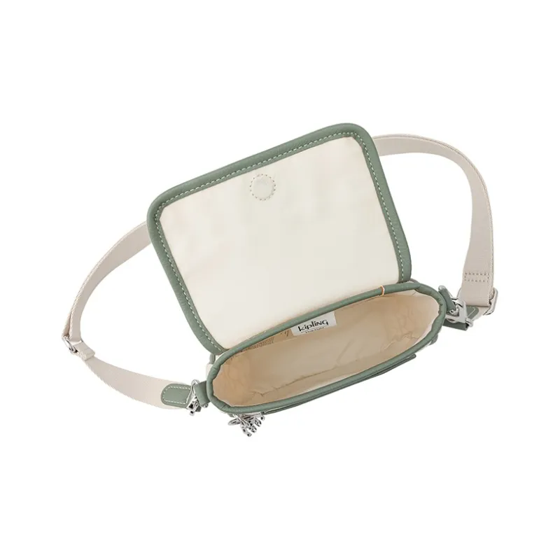 Kipling Polyamide Crossbody Bag, Shoulder Bag Small Size Women's Beige Base With Letter Print Patchwork-3