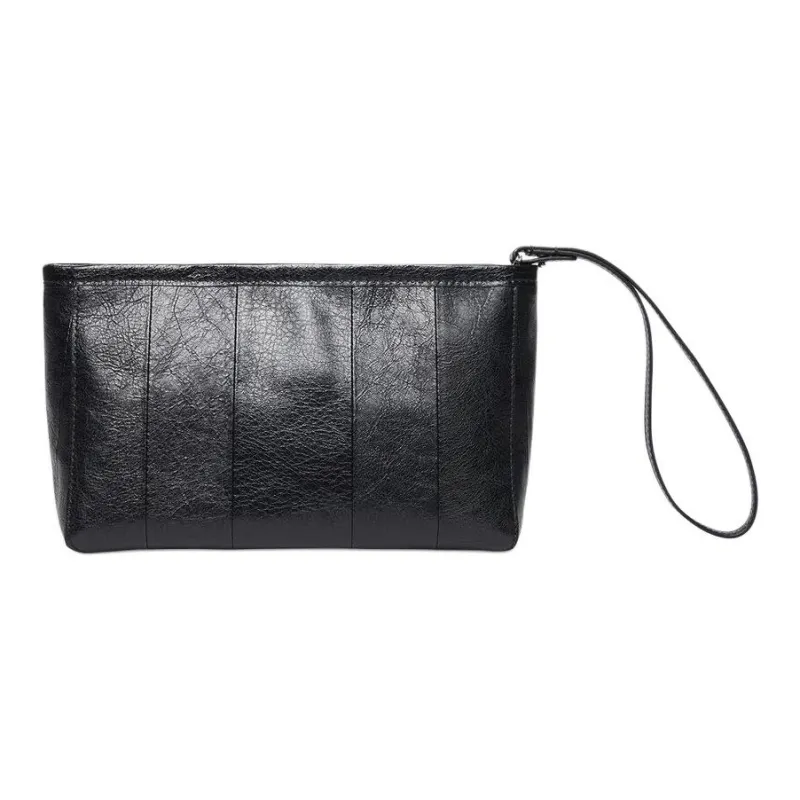 Balenciaga Barbes Leather Clutch Small Size Men's Black-2