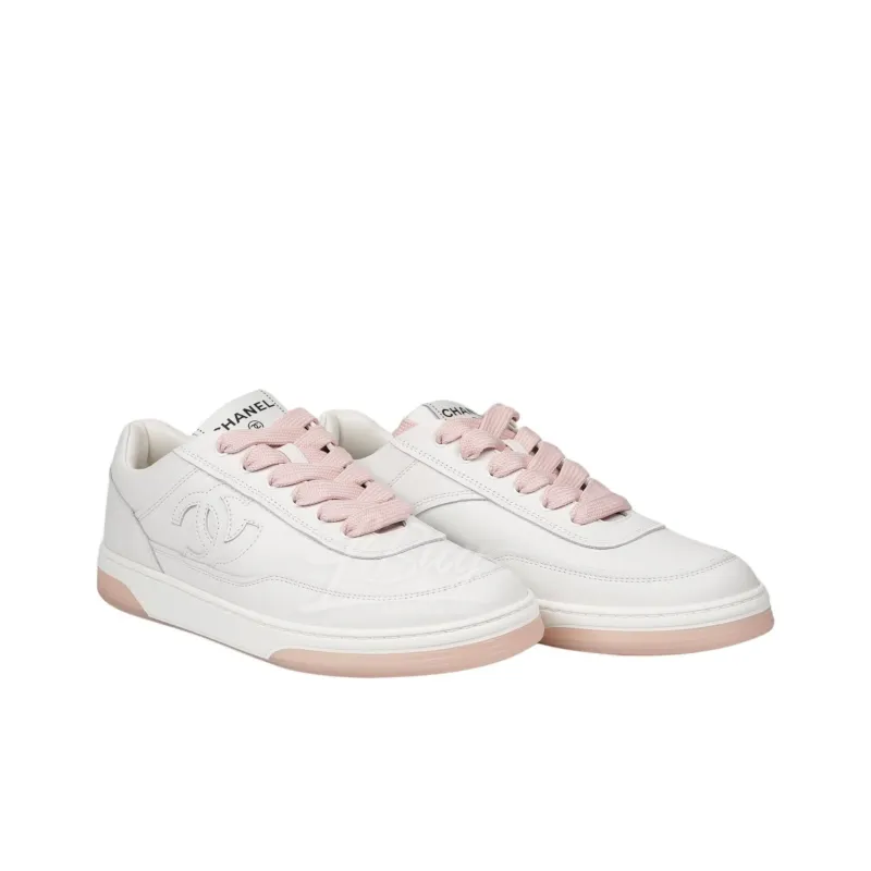 CHANEL Low Top Skateboard Shoes Women's White Pink-2