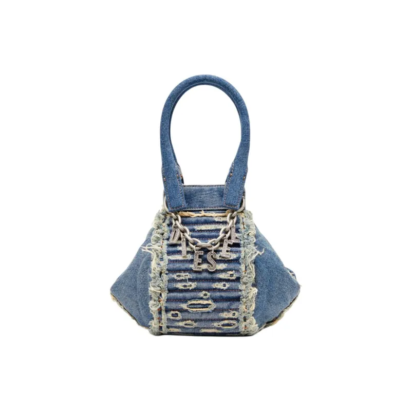 DIESEL D Vina XS Logo Charm Denim Shoulder Bag-0