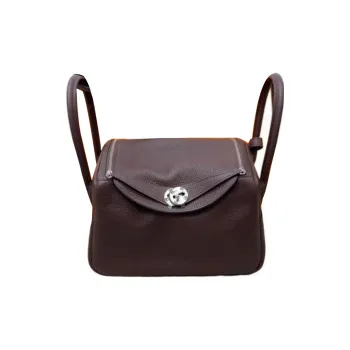 HERMES Lindy Clemence Bullock Leather Handbag Shoulder Bag Women's 0G Rouge Sellier Saddle Red