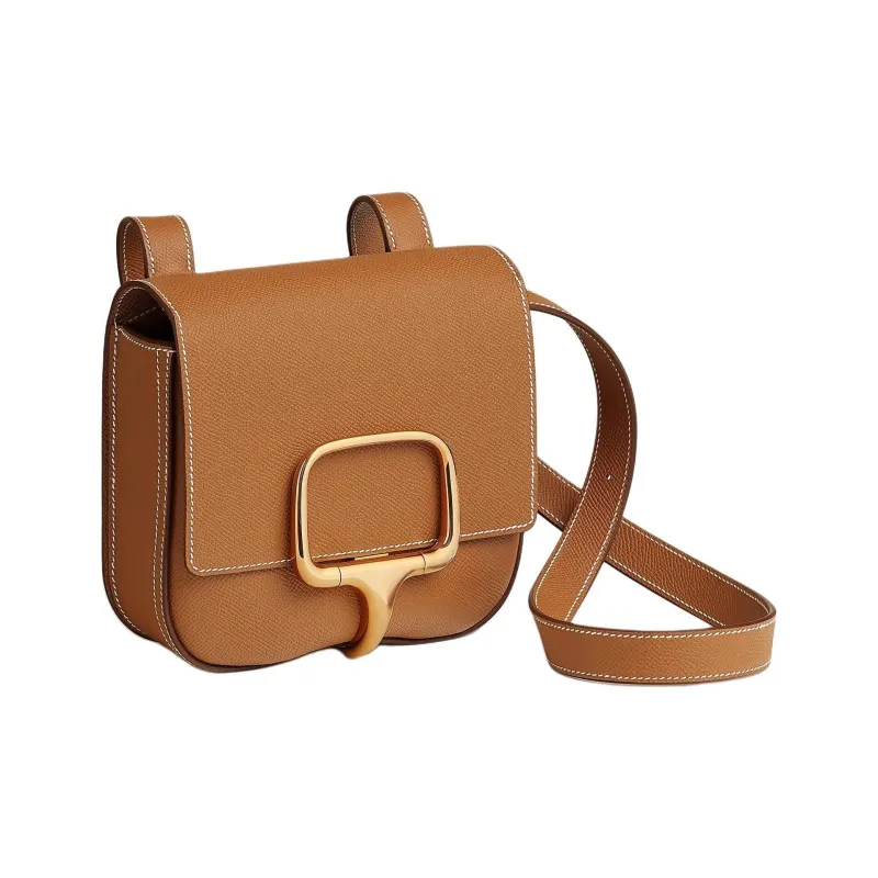 HERMES DellaDella Cavalleria Epsom Calfskin Crossbody Bag Shoulder Bag Mini Women's 37 Gold Gold Brown-1