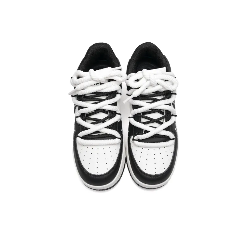 Circle Small Coverage Slip Resistant Waterproof Lightweight Low Top Skateboard Shoes Unisex White Black-11