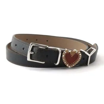 YProject Embroidered Y Shaped Heart, Pin Buckle Leather Belts Women's Black