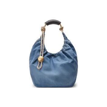 LOEWE Washed Denim Medium Squeeze Bag Women's Light Blue