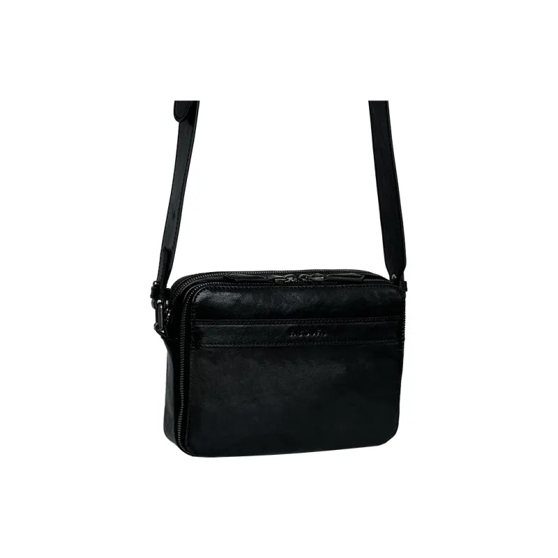MR'GUFA Cow Leather Shoulder Bag Crossbody Bag Men's Black & Brown/Classic Black-10