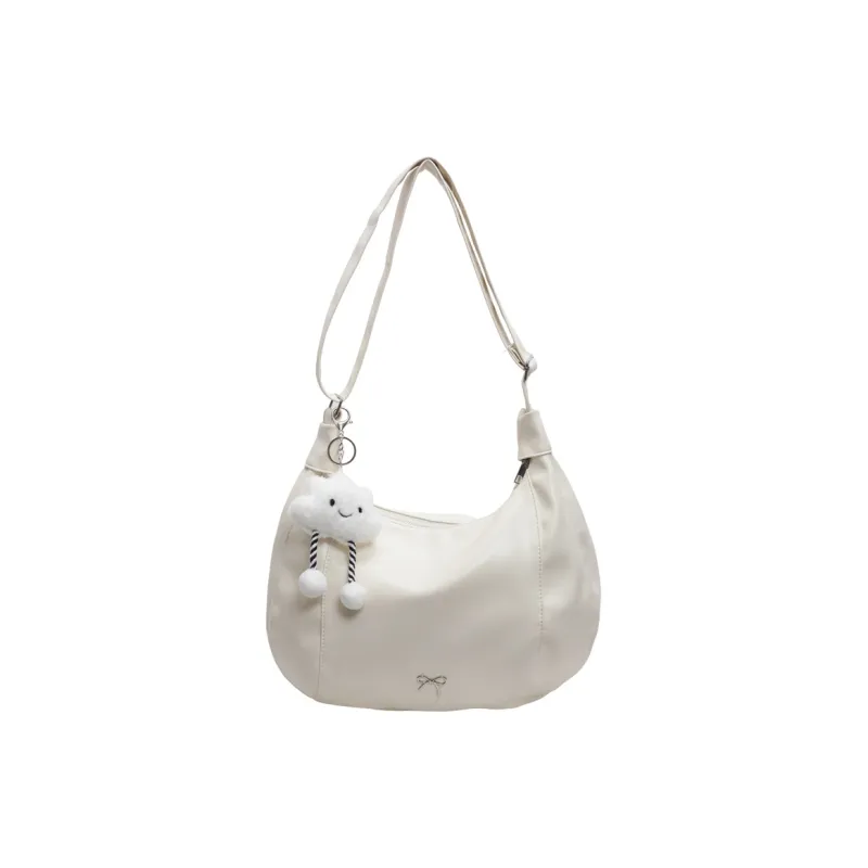 NATTY PU Shoulder Bag Large Size Women's Ecru/Silver/Black/Green-1