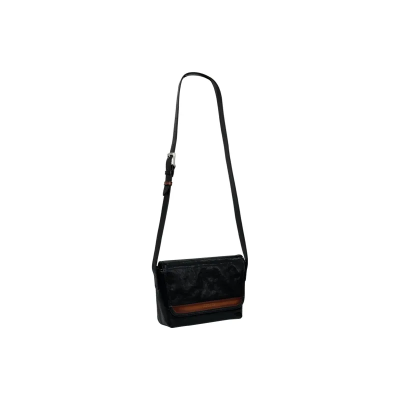 MR'GUFA Vegetable Tanned Cow Leather Shoulder Bag Crossbody Bag Men's Black & Brown/Classic Black-4