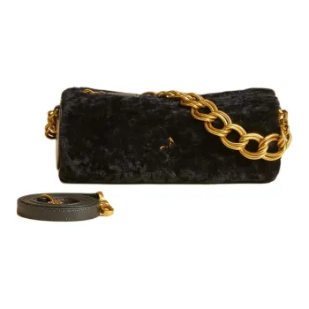 Manu Atelier Cylinder Wool With Calfskin Shoulder Bag, Crossbody Bag, Handbag Women's Black