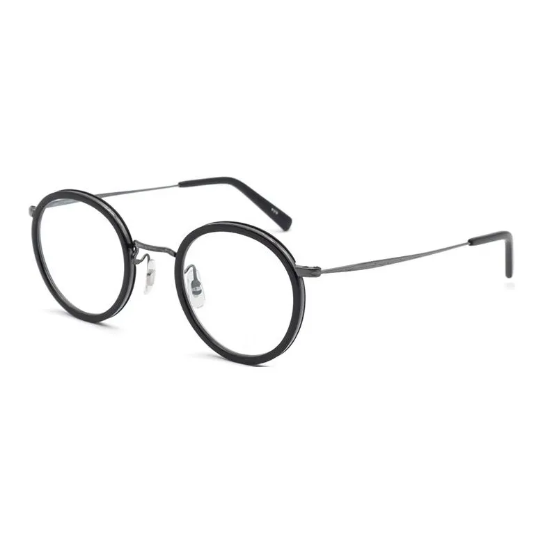 MASUNAGA Titanium Silicone Round Eyeglass Frames Unisex Black-0