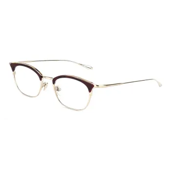 MASUNAGA Titanium Browline Eyeglass Frames Unisex Red