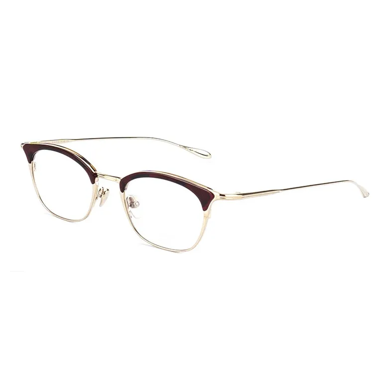 MASUNAGA Titanium Browline Eyeglass Frames Unisex Red-0