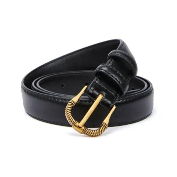 RED DRAGONFLY Ribbed Needle Cow Leather Leather Belts Women's Black/Brown 2.3CM