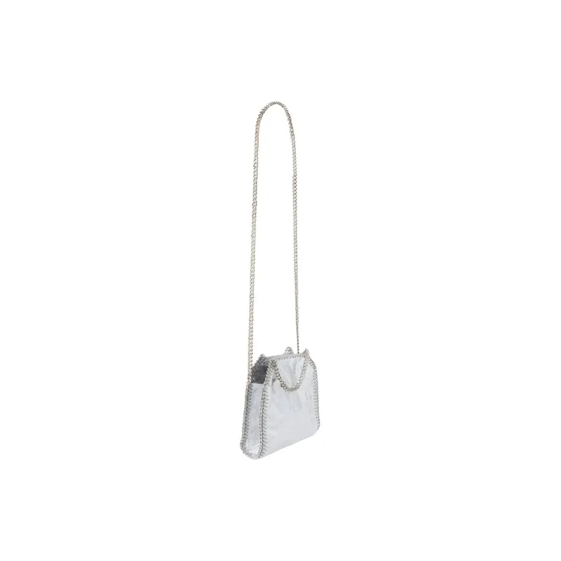 Stella McCartney Falabella Tiny Cracked Metallic Tote Bag-2