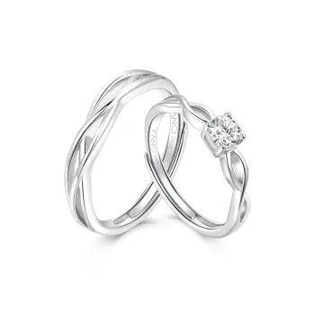 FANCI S925 Silver Set With Gemstones Ring Pair Unisex