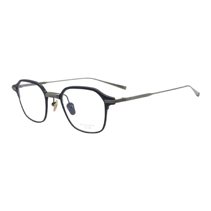MASUNAGA Titanium Square Eyeglass Frames Unisex Deep Sea Blue-0