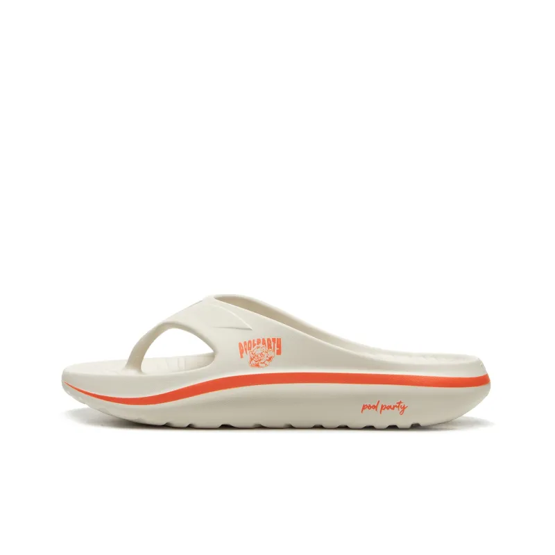 LOL x LiNing Abrasion Resistant Slip Resistant Flip Flops Unisex Pearl White-0