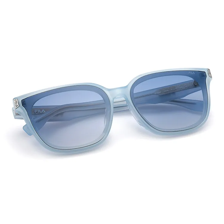 FILA Plate Frame Irregular Shape Sunglasses Unisex Piano Black, Orchid White, Sea Green-11