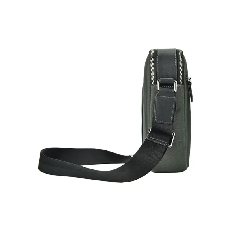 Hush Puppies Fabric With Cow Leather Crossbody Bag Shoulder Bag Men's Gray Green-1