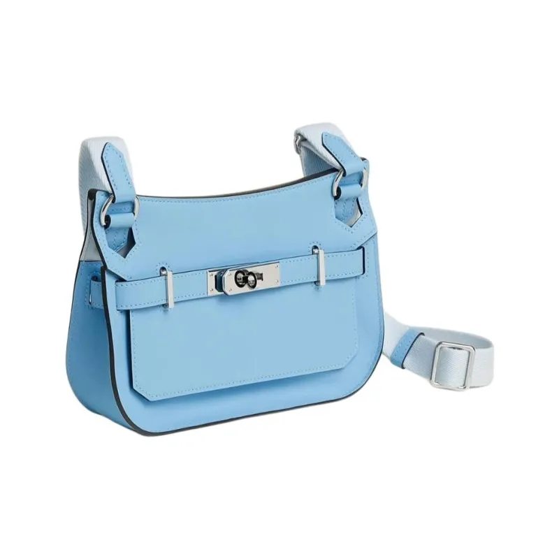 HERMES Jypsiere Swift Calfskin Shoulder Bag Crossbody Bag Mini Women's T0 Haze Blue With Dusty Blue Accents-1