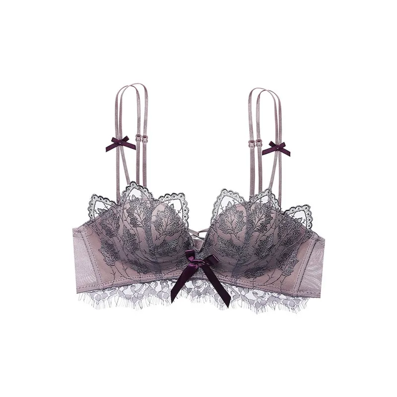 Flowers In Water Bra Women's Gray Purple-0