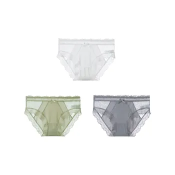 YOUNGYELL 5A Antibacterial 100% Cotton Crotch Skin-Friendly Low-Rise Underpants Women's 3 Pack