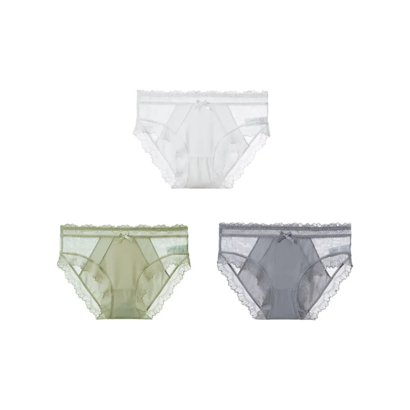 YOUNGYELL 5A Antibacterial 100% Cotton Crotch Skin Friendly Low Rise Underpants Women's 3 Pack-0