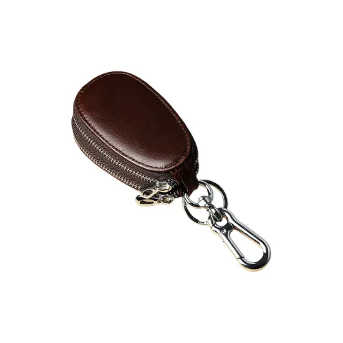 OUZIHUANG Cow Leather Key Pouch Storage Bag Regular Unisex Coffee/Light Brown/Burgundy