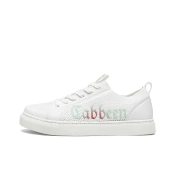 Cabbeen Canvas Flyknit Preppy Glow In The Dark Lightweight And Breathable Low Top Skateboard Shoes Men's White Sneakers