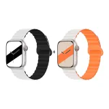 Apple Silicone Strap-White Black * Starlight Orange