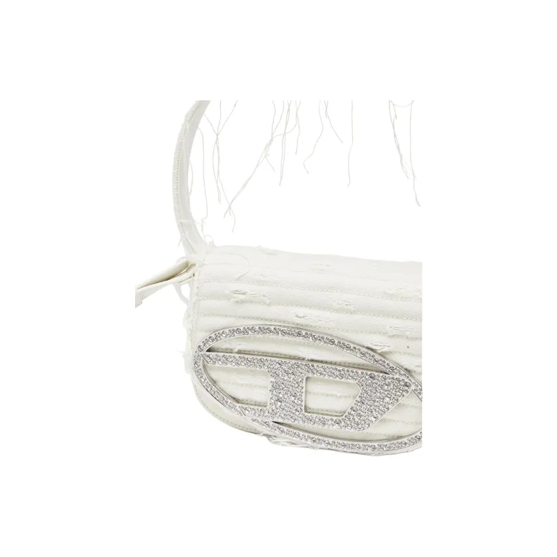 DIESEL Canvas With Calfskin Handbag Shoulder Bag Women's White-4