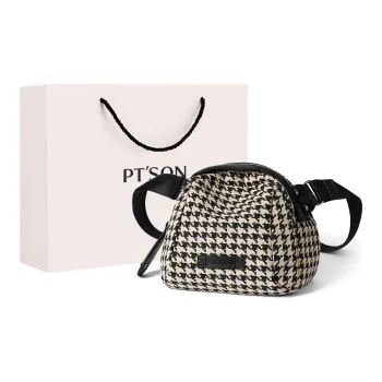 PT'SON Canvas Bag, Shoulder Bag, Crossbody Bag, Fanny Pack, Sling Bag Regular Women's Black Houndstooth