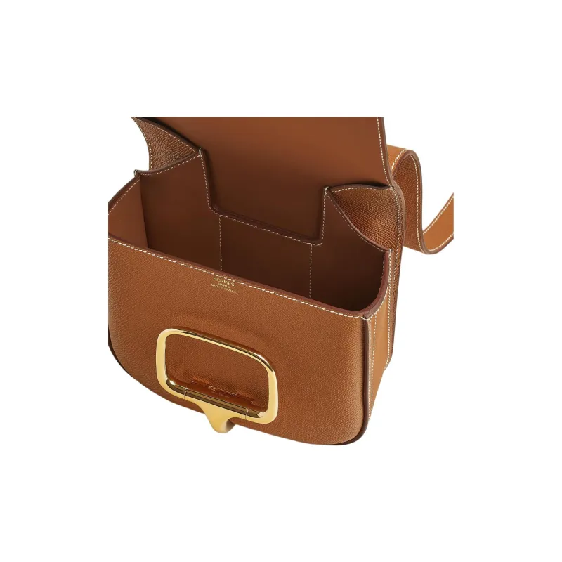 HERMES DellaDella Cavalleria Epsom Calfskin Crossbody Bag Shoulder Bag Mini Women's 37 Gold Gold Brown-4
